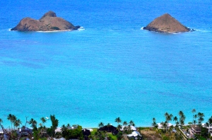 The Mokulua Islands. Moku Nui on the left and Moku Iki on the right.